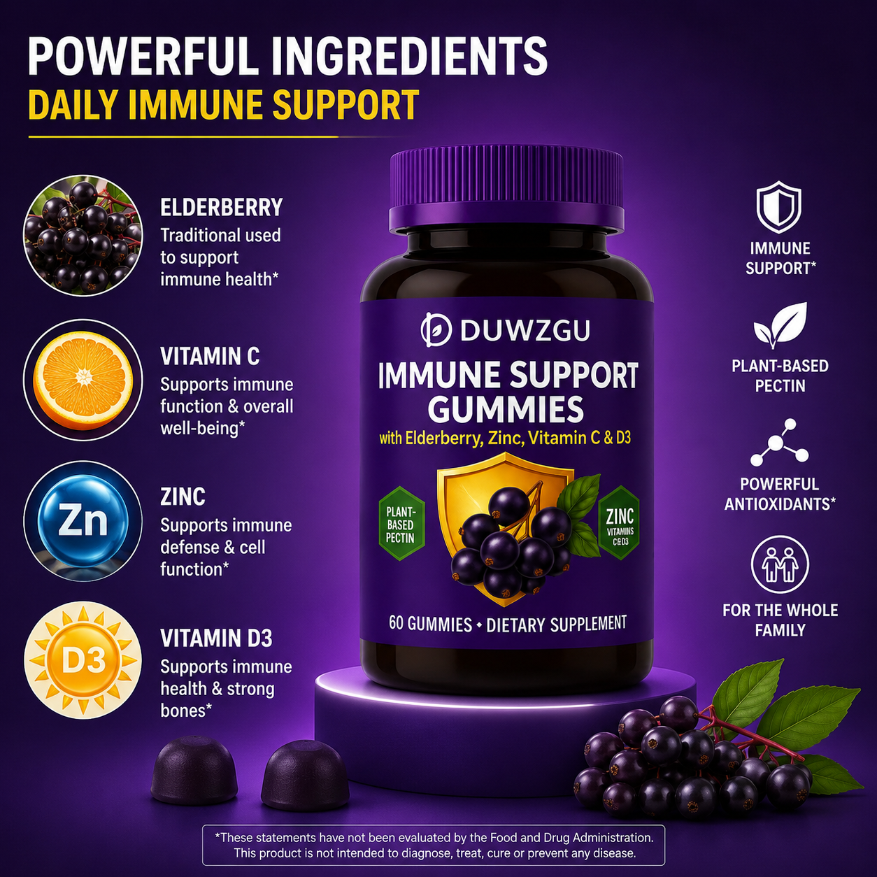 Elderberry Gummies - Sambucus Williamsii Hance Soft Candy