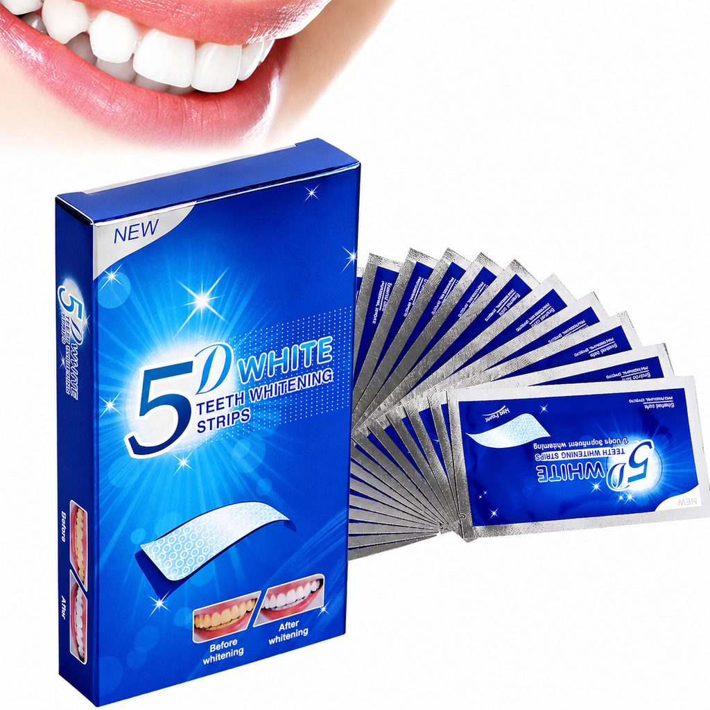 5D Teeth Whitening Strips – Instant Bright & White Smile