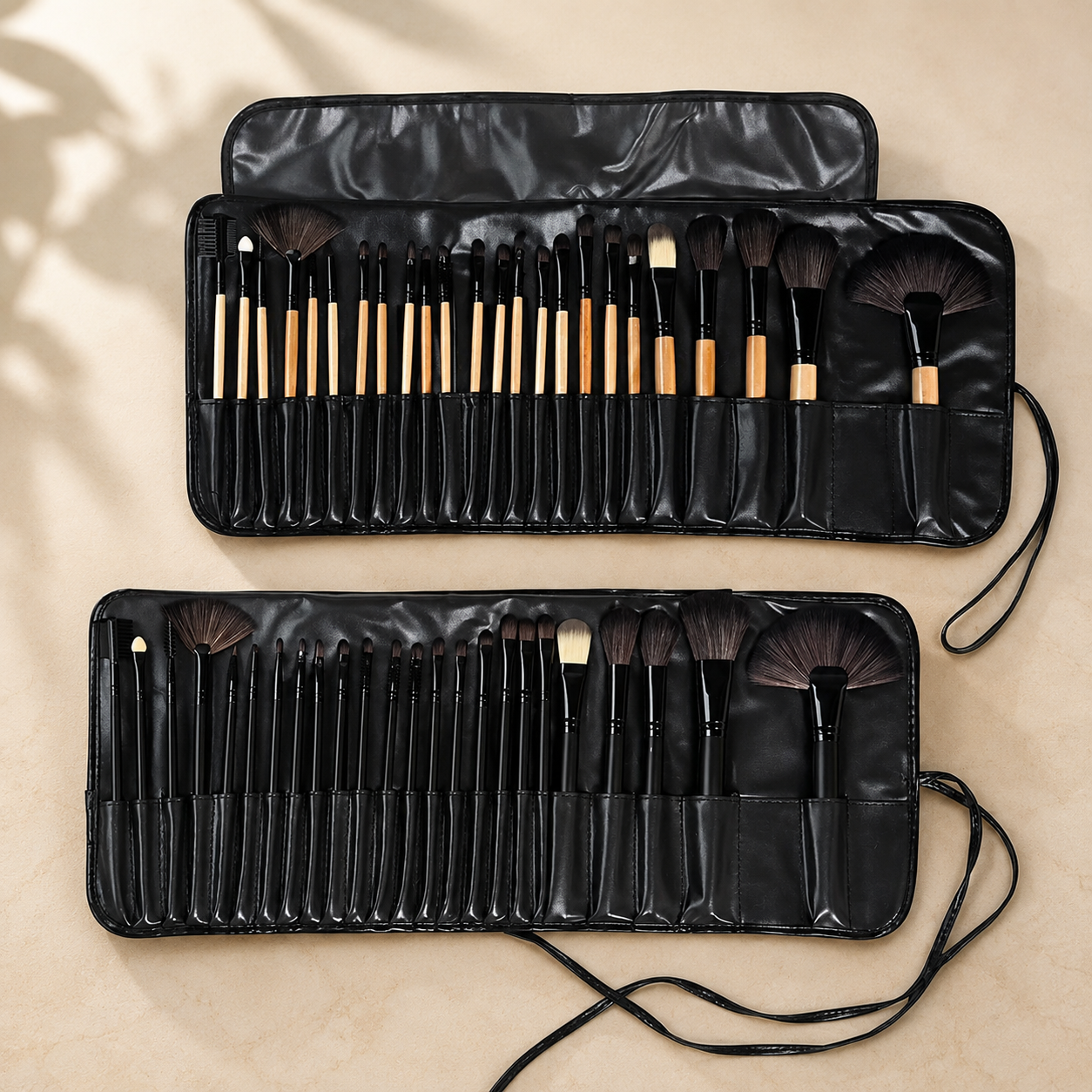 24 Makeup Brushes Leather Bag